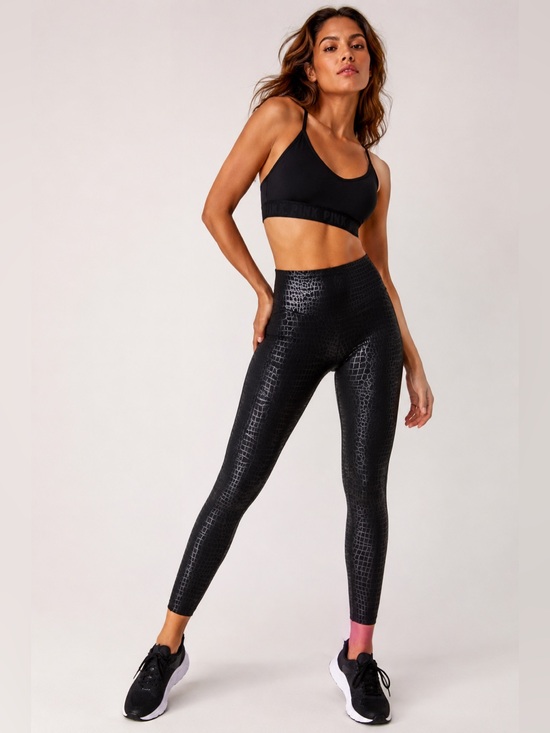 PINK Victoria's Secret Pants - Victoria’s Secret PINK Croc Shine High Rise Leggings Black Metallic Size S